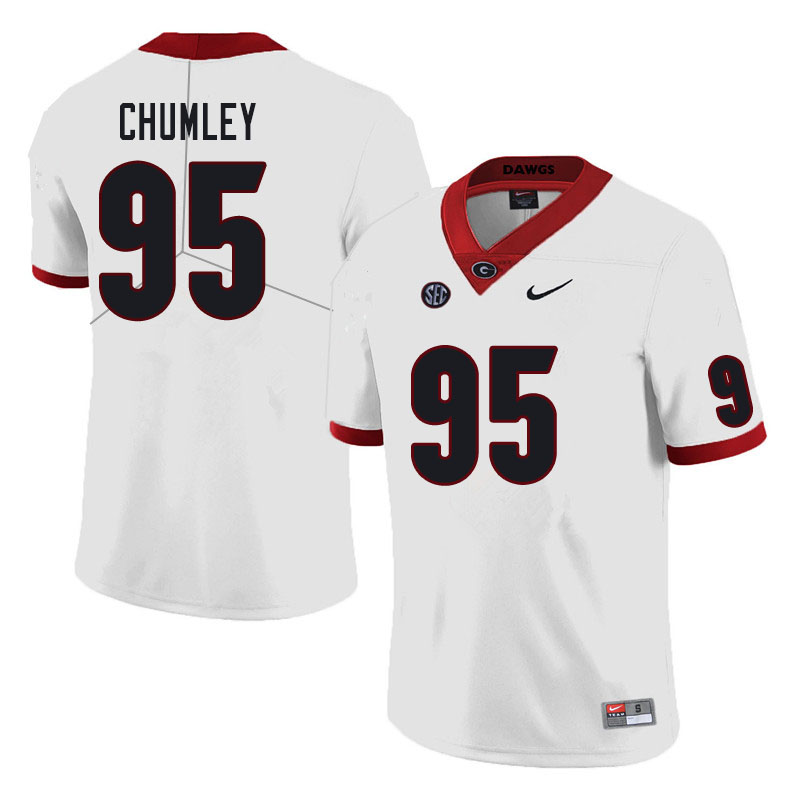 Men #95 Noah Chumley Georgia Bulldogs College Football Jerseys Sale-White - Click Image to Close